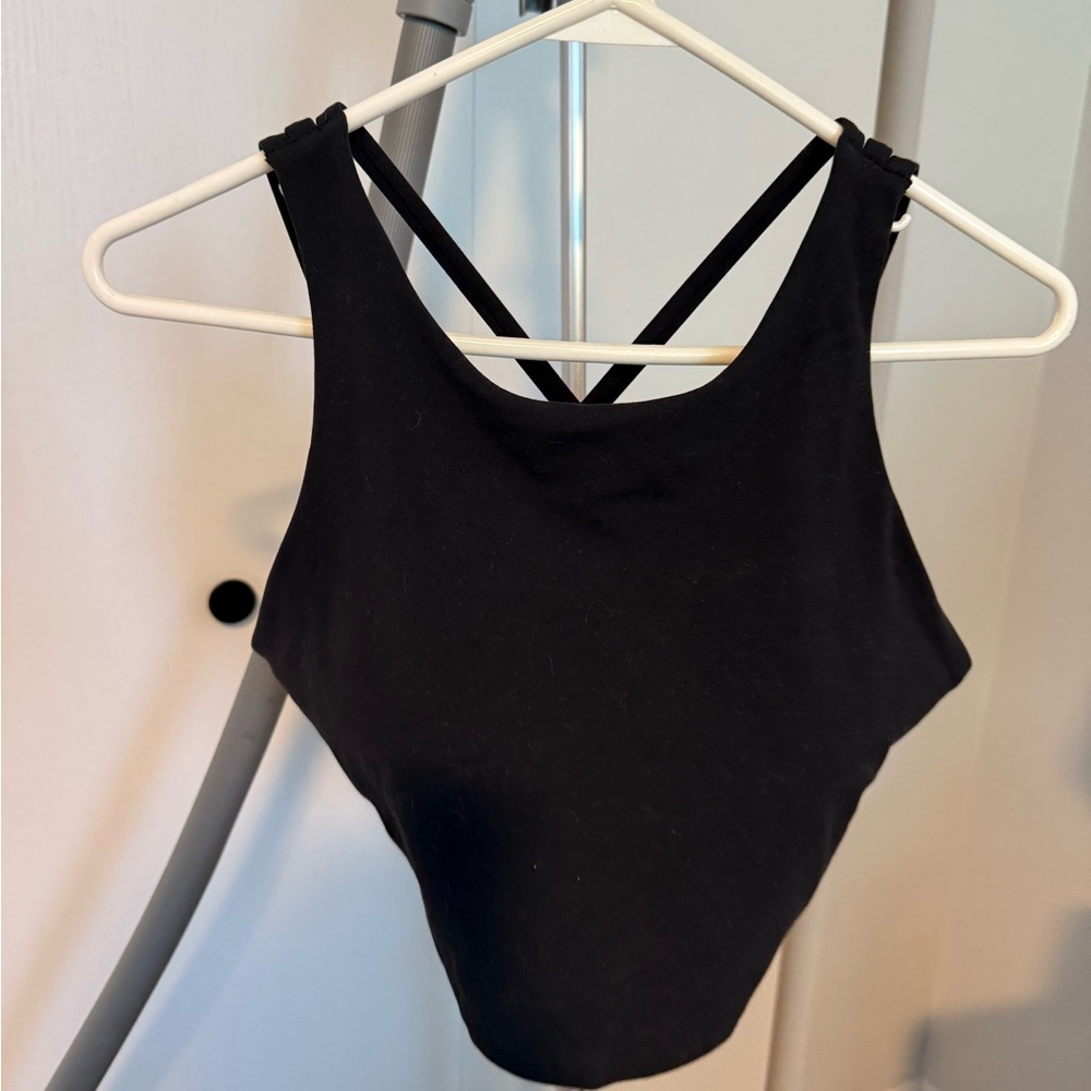 Athleta Black Asymmetrical Sleeveless Bodysuit